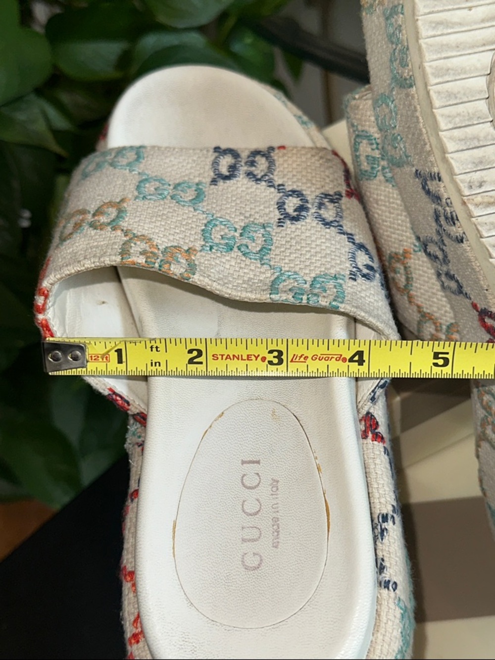 Gucci Multicolor GG Canvas Platform Slides - Ivory Base size 9 used condition 🩵 - Picture 15 of 16